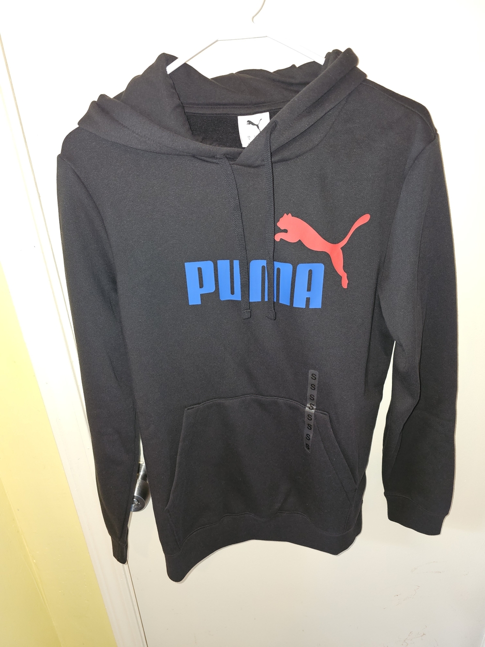 Puma Black Pullover Hoodie with Blue and Red Logo
